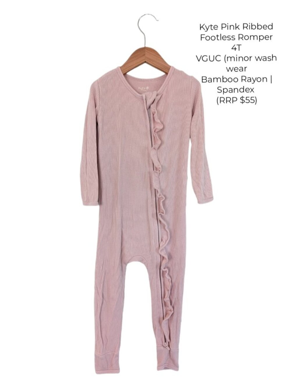 Kyte Pink Ribbed Footless Romper 4T Girls Clothing Small Shop